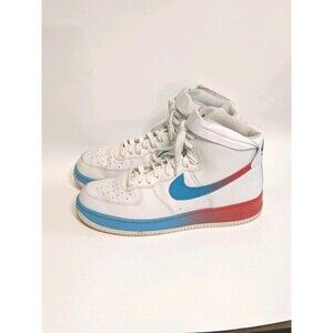 Nike Air Force 1  Mens High Top Sneaker Sz10.5 White Blue Fury Ember Glow Ombre